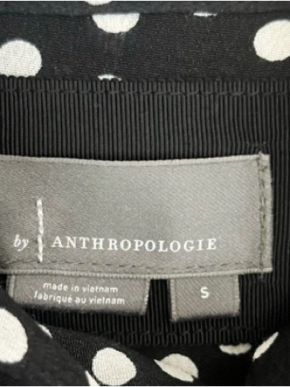 Anthropologie Polka Dot Tie-Neck Swing Mini Dress Black White S Ruffle Chic
